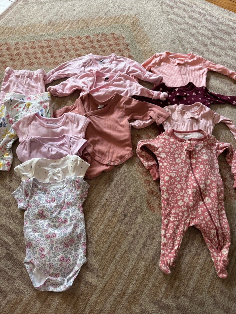 Baby Girls Outfits - Assorted Pink and Floral, Onesies, Pants and Shirts